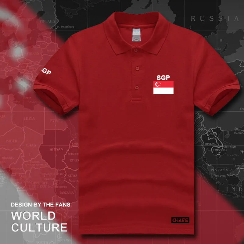 Singapore polo shirts men short sleeve white brands printed for country