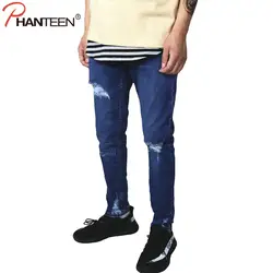 Phanteen Slim Fit Vantage промывают Для мужчин Джинсы для женщин эластичные рваные узкие Повседневное Street Стиль зауженные джинсы Мода Человек Марка