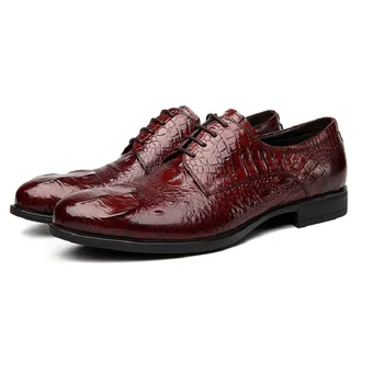 

mens dress shoes leather shoes Men derby Crocodile pattern handmade British brogue beat seller New spring Autumn Oxford Shoes