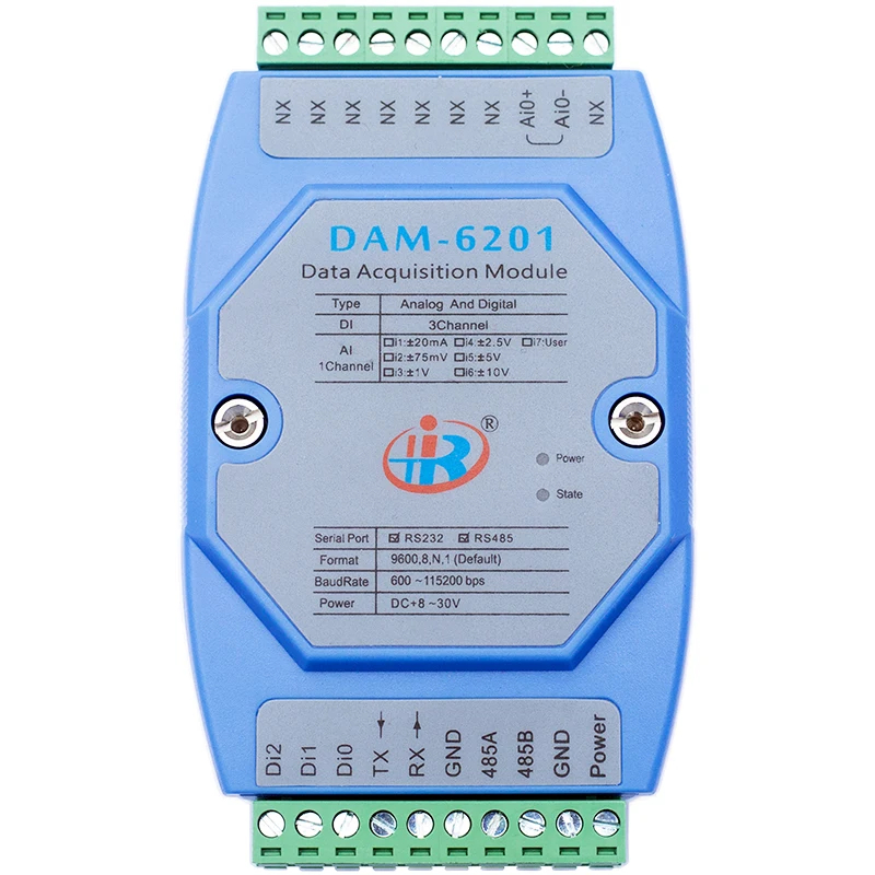 

DAM6201 смешанный аналоговый цифровой входной модуль сбора данных Modbus преобразователь напряжения и тока