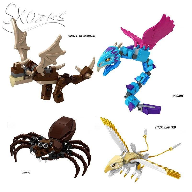 

Aragog Spider Fantastic Beasts Occamy thestral Thunderbird basilisk Erumpent Hugarian Horntail Building Blocks Bricks Toys JM-88