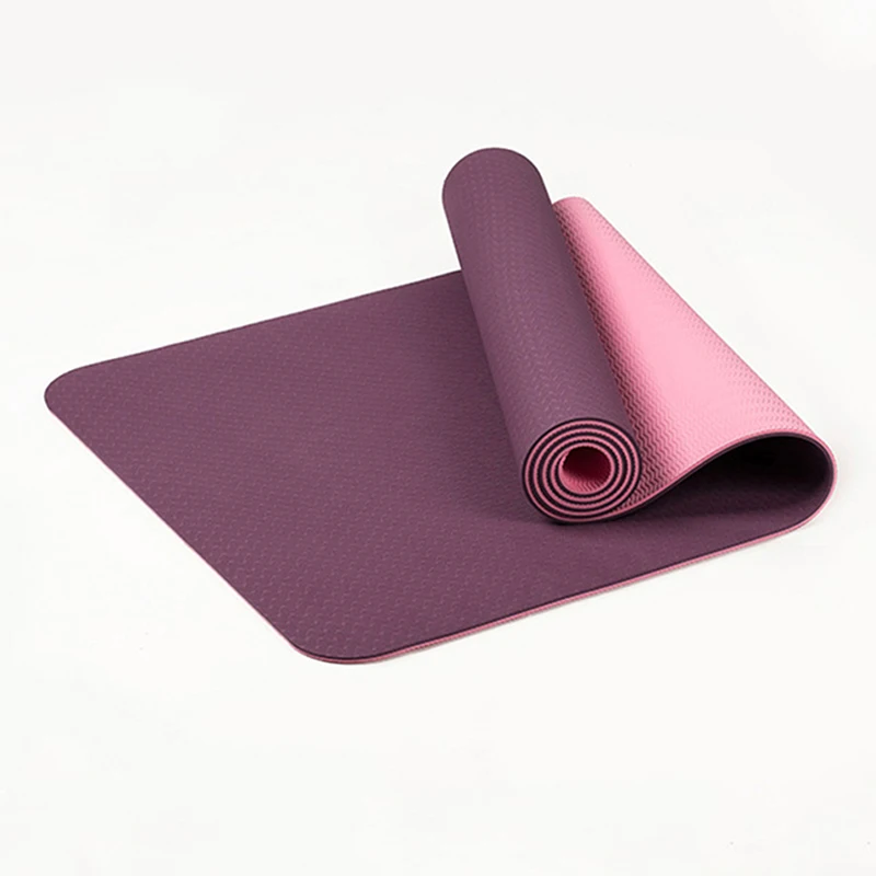 6 мм TPE Нескользящие коврики для йоги для фитнеса безвкусный фирменный коврик для пилатеса 8 цветов спортивные коврики для тренажерного зала с ремешком для йоги - Цвет: Dark Purple