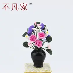 1:12 масштаб изобразительное кукольный домик миниатюрный цветок красивый красный и фиолетовые цветы