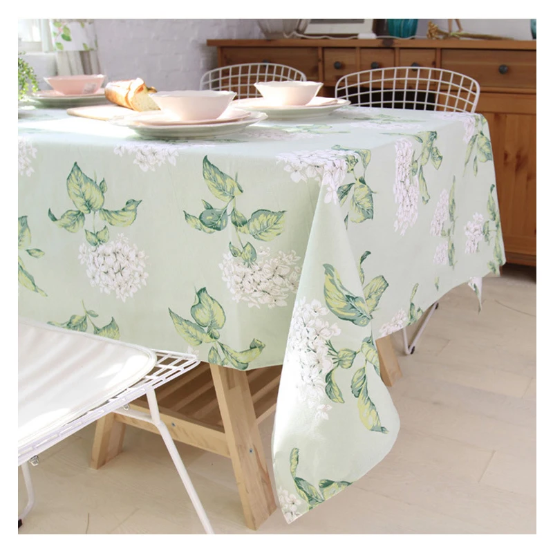 

Free Shipping,Tablecloth Tablecover For Rectangle Cotton Printed Green Flower Table Wedding Event Patry Decorations Table Cover