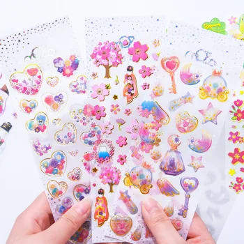 

3D Girl Crystal Bronzing Stereo Diary Stickers Scrapbooking School Supplies Stationery