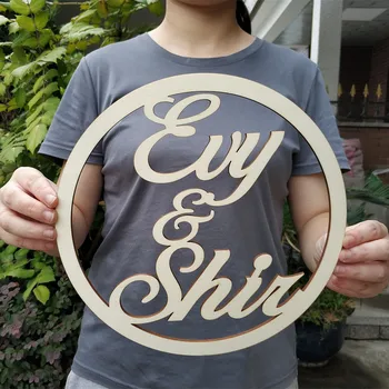 

Custom Wedding Sign Hoop Style Circle with Names or Phrase Wood Wedding Decoration Wall Sign for Bride & Groom