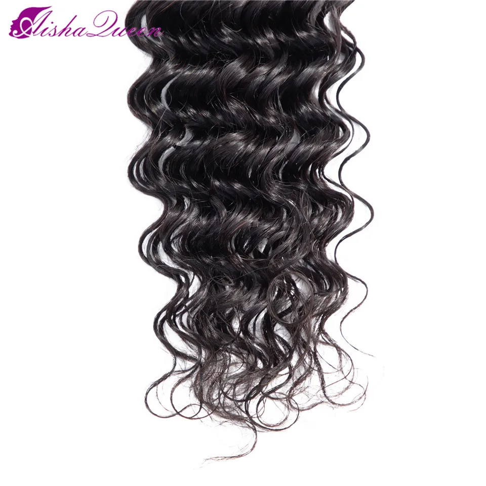 Aisha Queen 100% Human Hair Bundles Deep Wave 1 Bundles Non Remy Brazilian Hair Weave Natural Color 8\