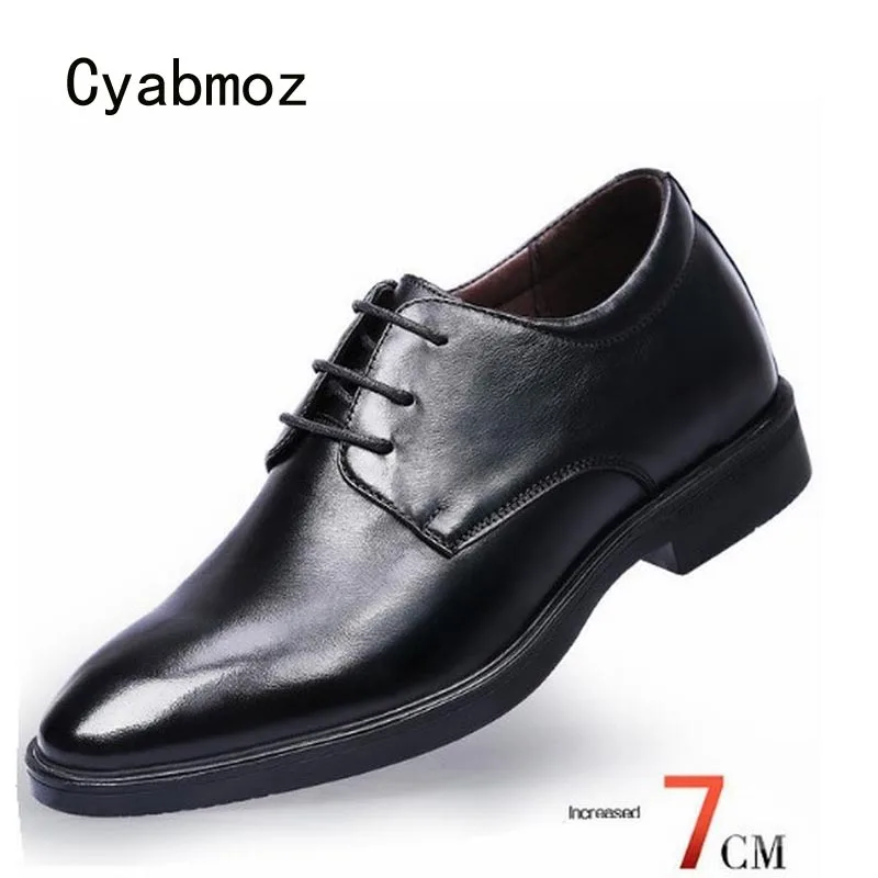 Мужская обувь Cyabmoz из натуральной кожи визуально увеличивающая рост на скрытом