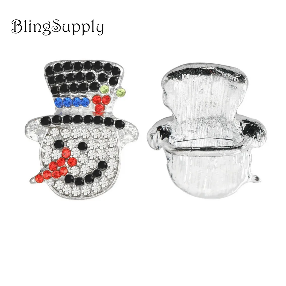 

Free shipping 23mm Christmas rhinestone snowman button 10PCS (BTN-5502)
