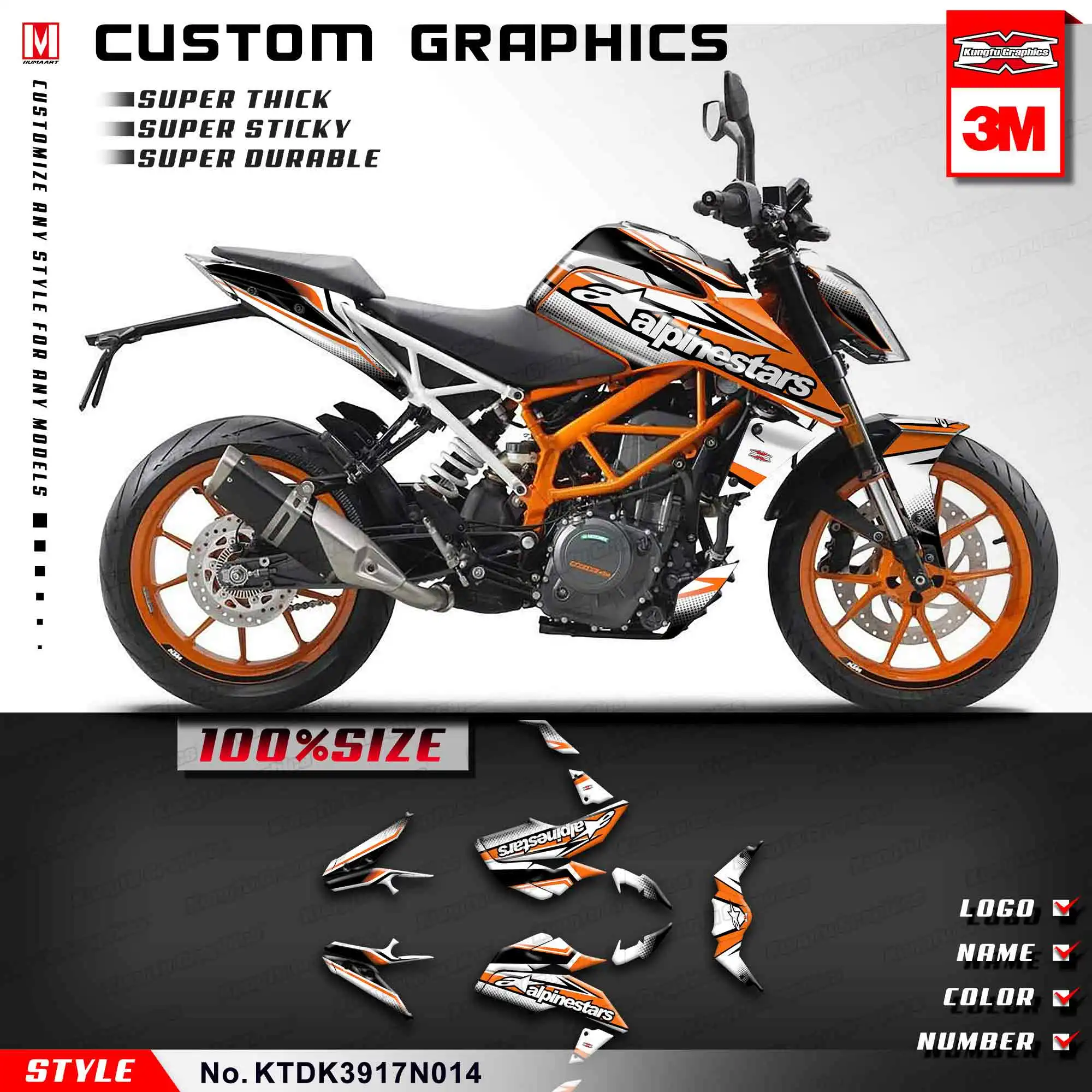 И рисунком «кунг-фу» Графика мотоцикл Графический дизайн винил Обёрточная бумага Стикеры комплект наклейка комплект клей для KTM DUKE 390 DUKE390 - Цвет: KTDK3917N014
