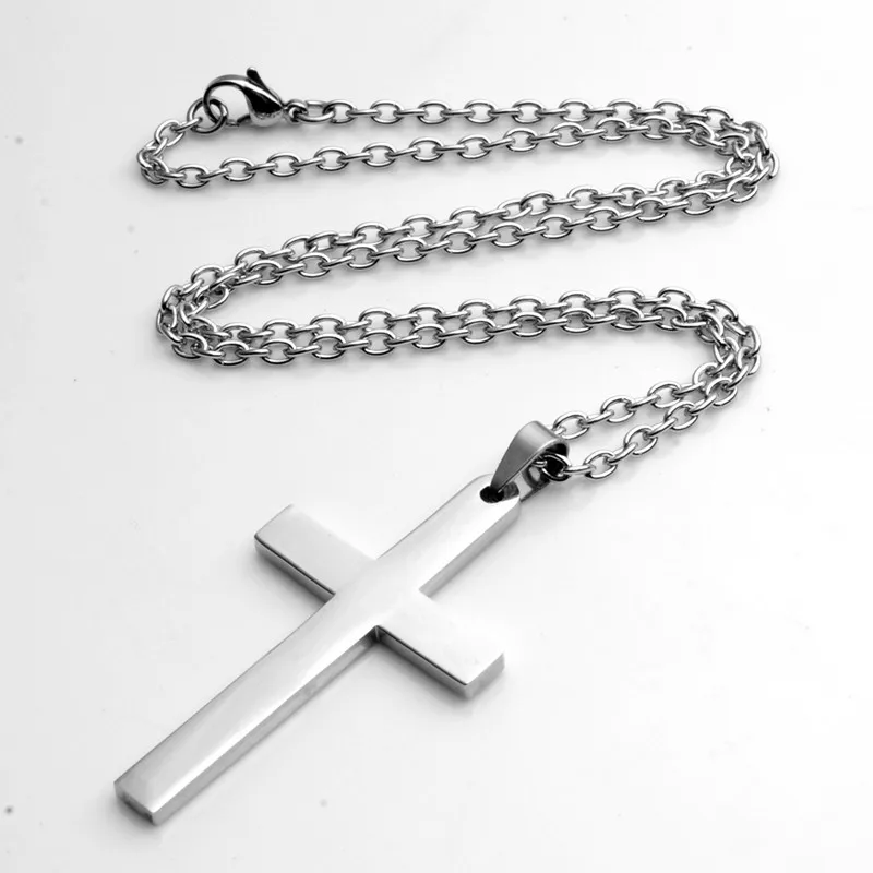Fashion Simple Cross Pendant Silver Stainless Steel Multi Sizes