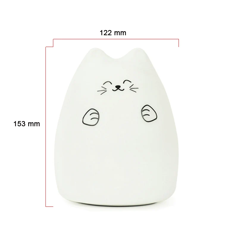 Ручной pat котенок красочный силиконовый светодиодный ночник 7 видов цветов USB