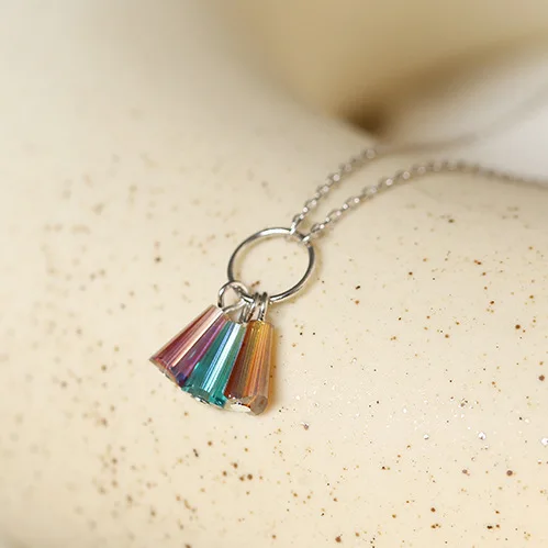 colorful tassel circle necklace women 100% 925 Sterling silver nacklace Jewellery Clavicle chain pendant charms girl gift