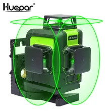 Huepar 12 линий 3D перекрестный лазерный уровень зеленый лазерный луч линия самонивелирующаяся 360 вертикальные и горизонтальные лазеры супер мощные