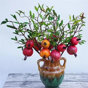 

8p Artificial pomegranat Fruits Fake Berries 2 head Simulated Berry for Bridal Bouquet Wedding Centerpiece Home Decorative Fruit