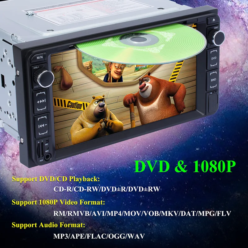 

6.95'' Car Radio Cd Player MP5 MP3 Bluetooth Usb/Sd /Fm Aux Audio Stereo Rear View Camera/Dvd/Vcd/Mp4/Tv Tuner For Toyota Cars