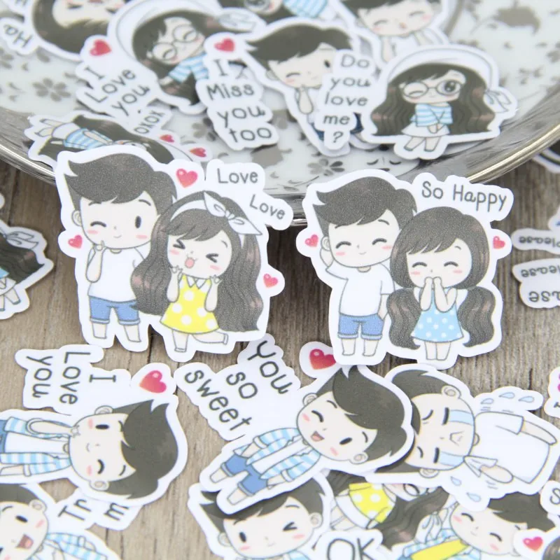 

New 40 pcs Cute cartoon couple boy for phone car Label Decorative Stationery Stickers Scrapbooking DIY Diary Album toy Sticker