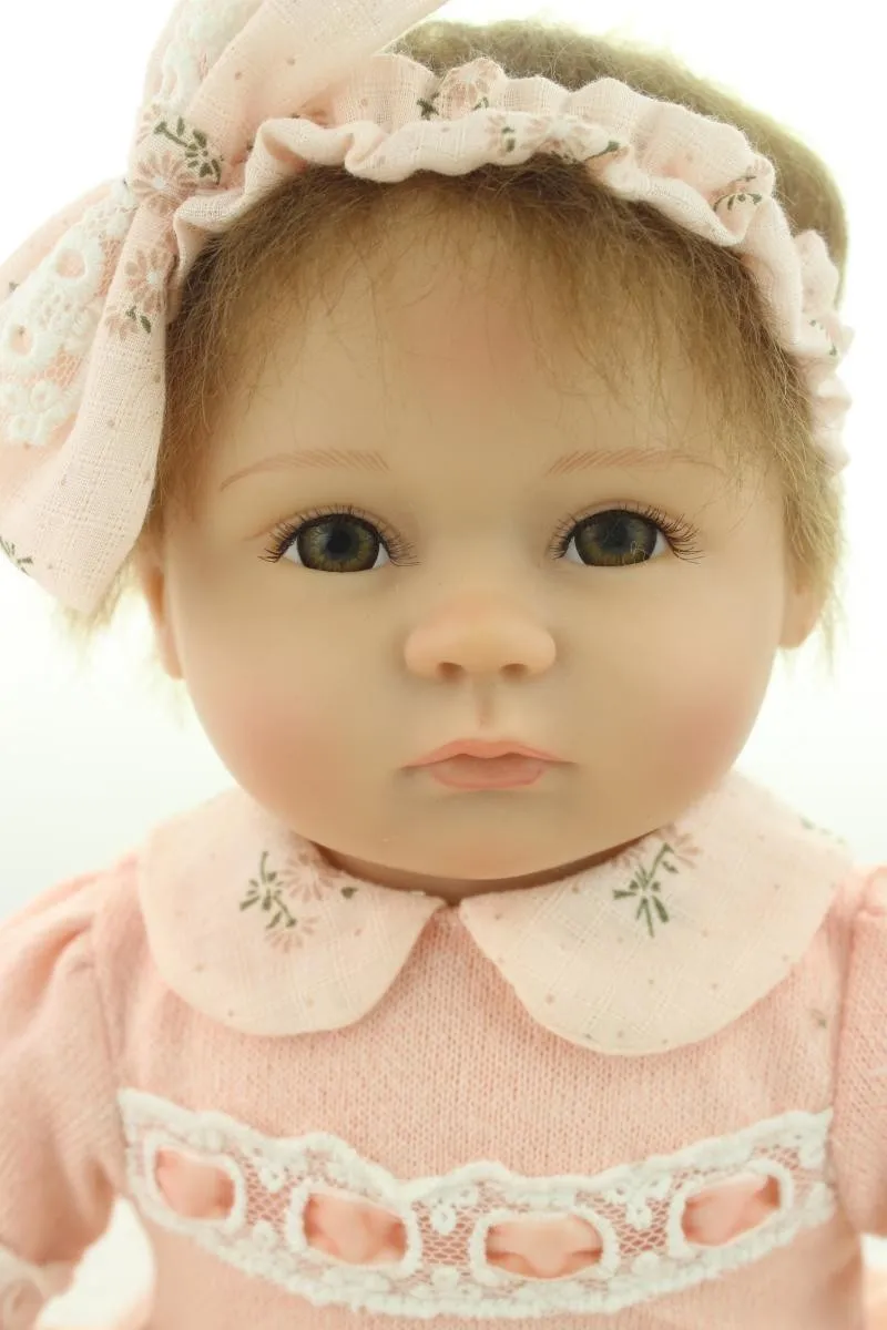 

18 inch NPK DOLL Adorable Girl Doll Brown Hair Toys Handmade Dresses Soft silicone reborn bonecas bebe Dolls bdj Brinquedos