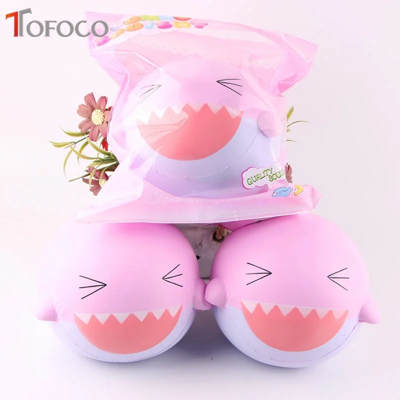 TOFOCO новые 14 см Kawaii большая счастливая Акула мягкими Jumbo замедлить рост игрушки антистресс Декор торт Squishe Еда Squeeze свеча гаджет