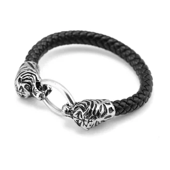 

10PCS Unique Fashion Jewelry Men's Bracelets Genuine Leather woven tiger Bracelet Man Gifts Vintage Creative Boutique