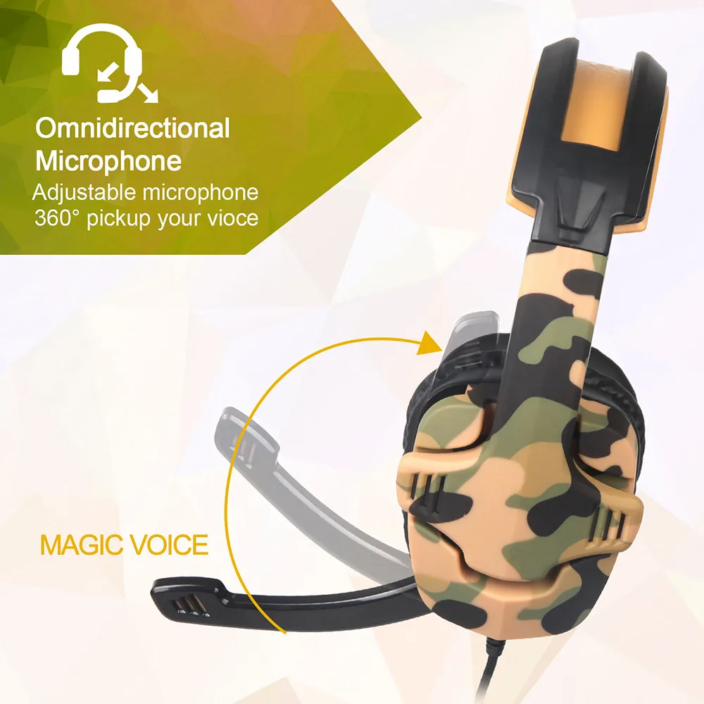 SADES SA-930 Casque PS4 Headset with Microphone PC Gamer Camouflage Stereo Headphones for PC Cell Phone New Xbox One Laptop (5)