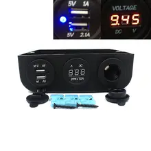 Willtoo Универсальный 1A 2.1A авто автомобиль 1 компл. 12-24 В Dual USB адаптер зарядное устройство+ прикуриватели розетки+ Цифровой вольтметр