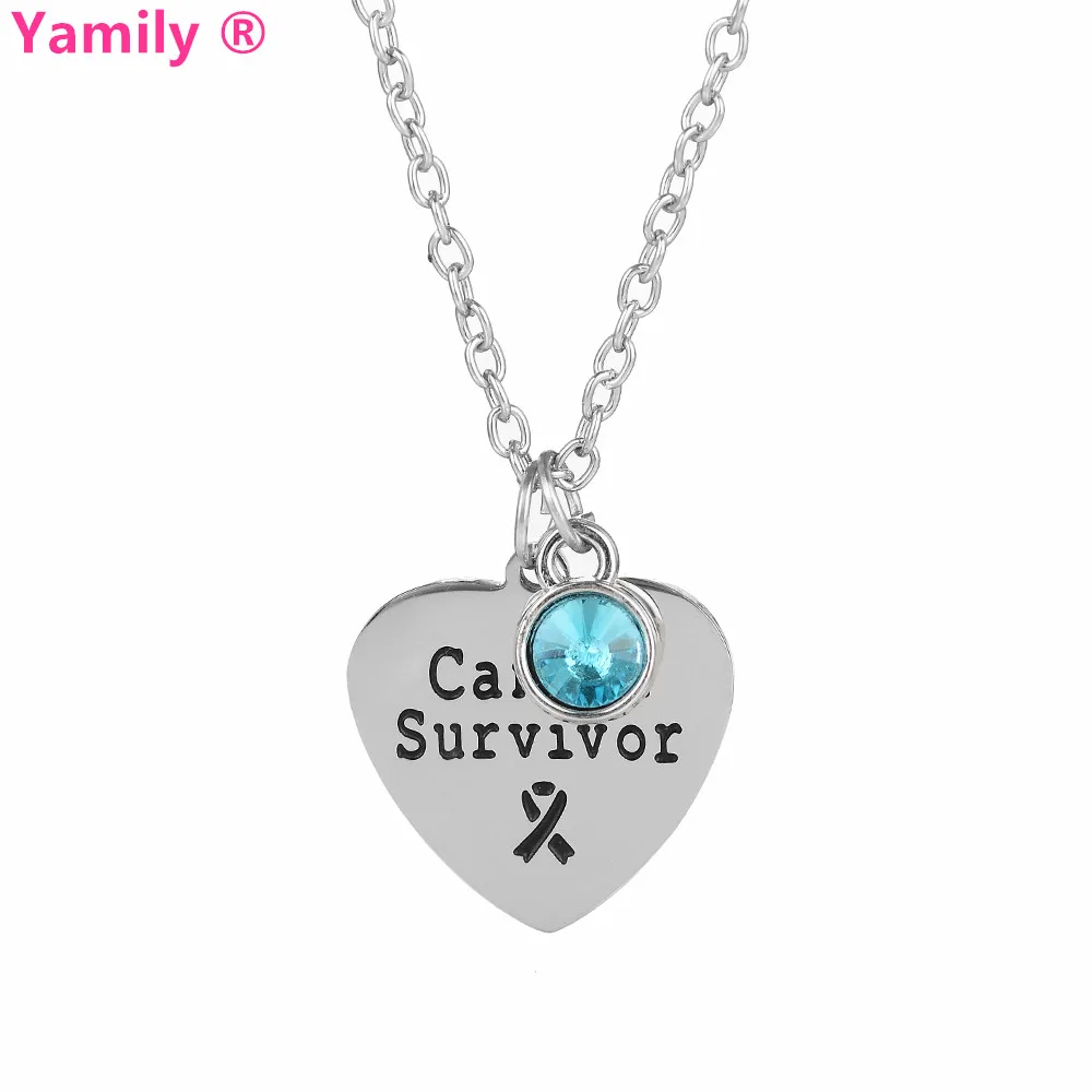 Yamily 10pcs/lot Cancer survivor Engraved pendant necklace Stainless