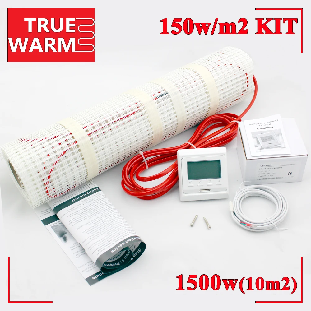 Envío Gratis 10M2 Kit de alfombrilla eléctrica para calefacción de suelo con termostato Digital para Control de calefacción de suelo, Wholesale-T150-10.0 Envío Gratis 10M2 Kit de alfombrilla eléctrica para calefacción de suelo con termostato Digital para Control de calefacción de suelo, Wholesale-T150-10.0
