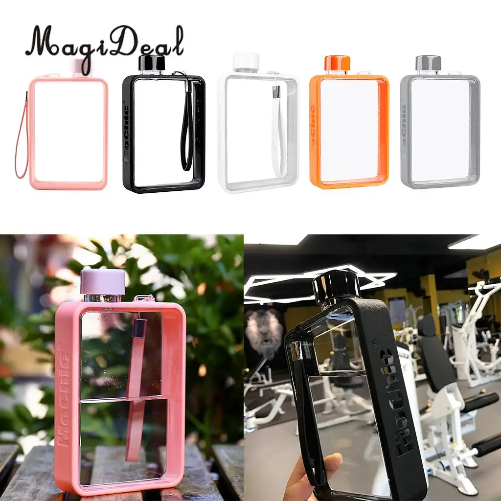 MagiDeal Clear Book Portable Paper Pad Water Bottle Flat Drinks Kettle 5 Colors to Choose