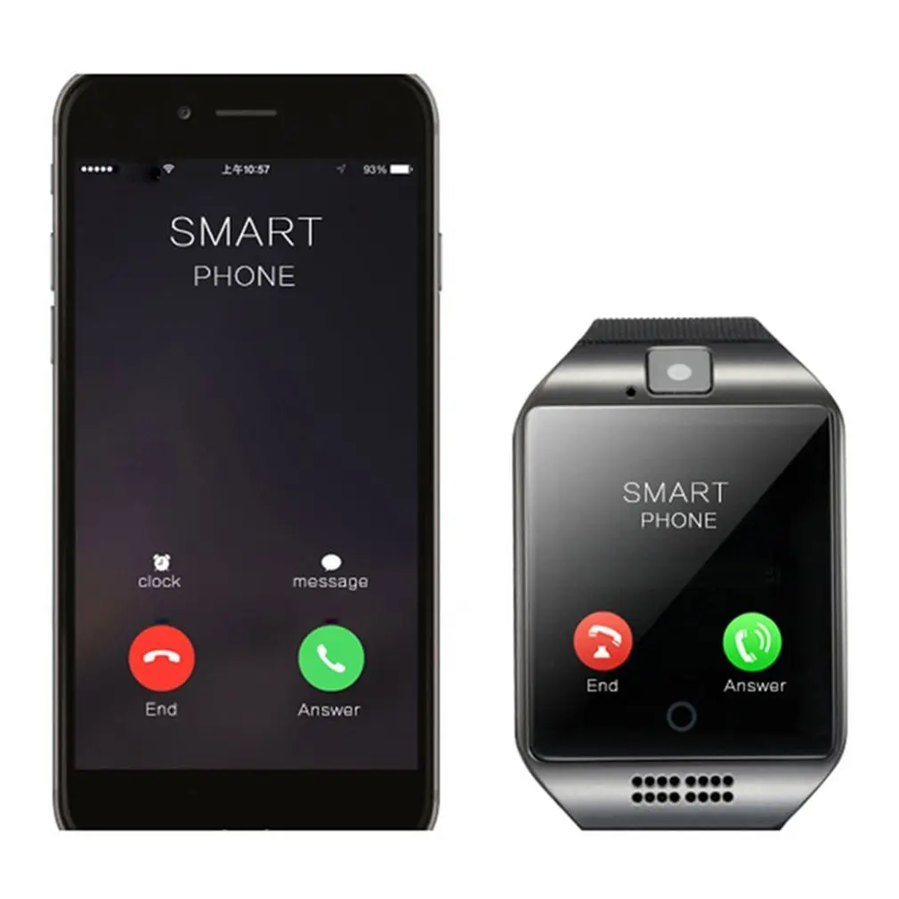 Сенсорный экран Q18S Bluetooth Смарт наручные часы телефон с камерой TF SD sim карта слот
