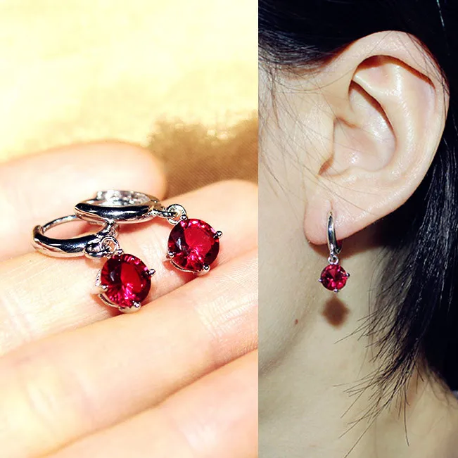 AZfasci Red and Green Zircon Earrings with Round Heart Earrings AZfasci Red and Green Zircon Earrings with Round Heart Earrings