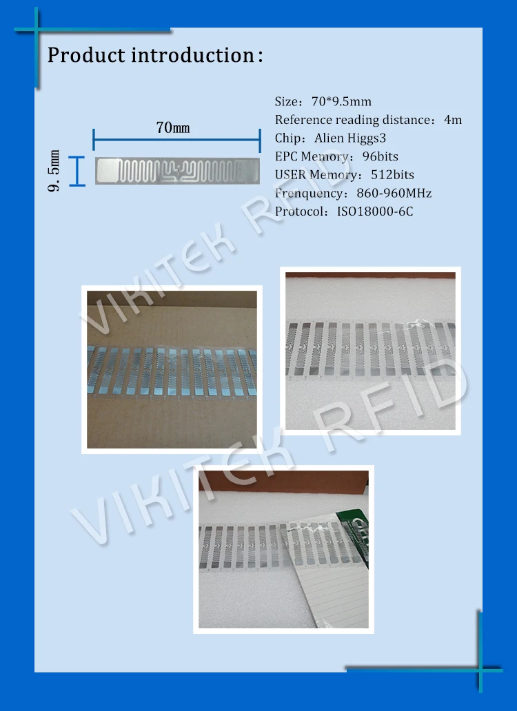 Метка Диапазона UHF RFID Метка Alien 9630 инкрустация 915 МГц 900 МГц 868 МГц 860-960 МГц Higgs3 EPC Gen2 ISO18000-6c смарт-карты пассивные RFID теги этикетки