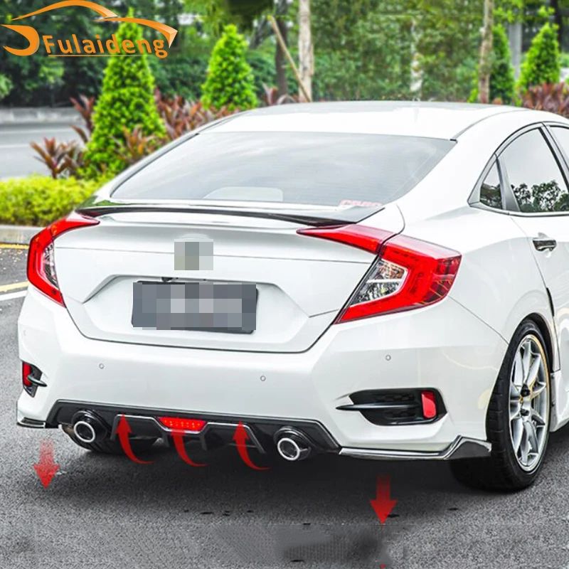 Для Honda Civic 2016 2018 двойной задний бампер защита для губ диффузор + глушитель