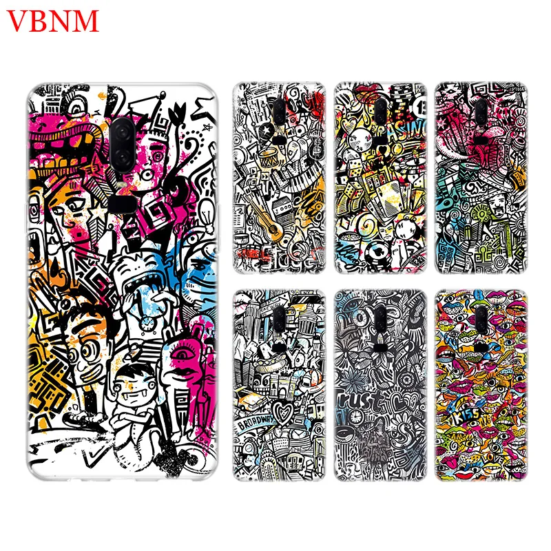 Doodling Style Funny Fit Phone Back Case For font b OnePlus b font font b 7
