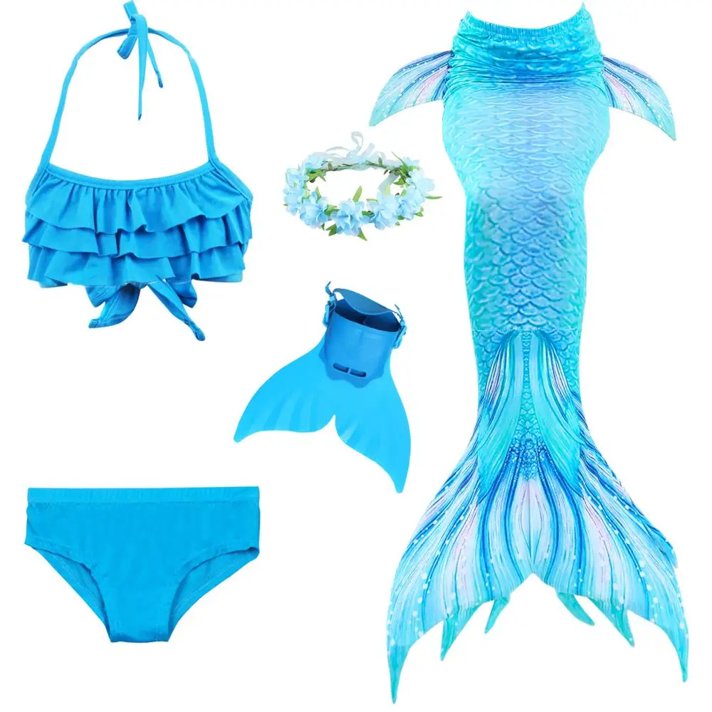 

2019 Hot Little Girls Mermaid Tails for Swimming with Fin Costume Cosplay Mermaid Tail Children Bathing Suit