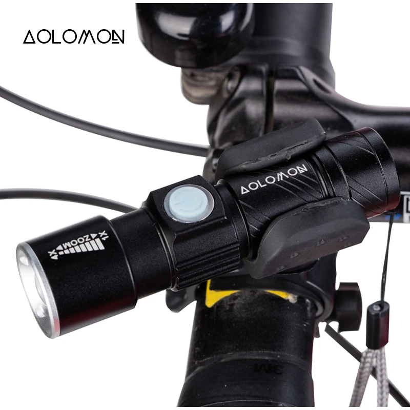 Aolomon Bike Light Ultra Bright Stretch Zoom Q5 200m Bicycle Front LED
