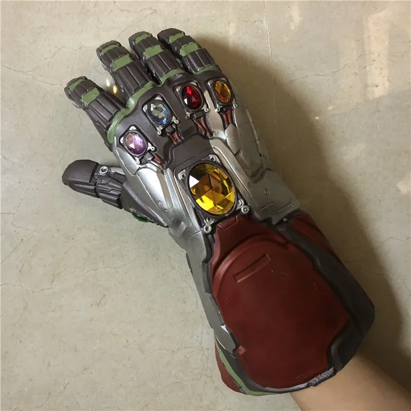 1:1 Endgame Железный человек Тони Старк светодиодный светильник Thanos Gauntlet камень косплей перчатки Гибкие пальцы латекс