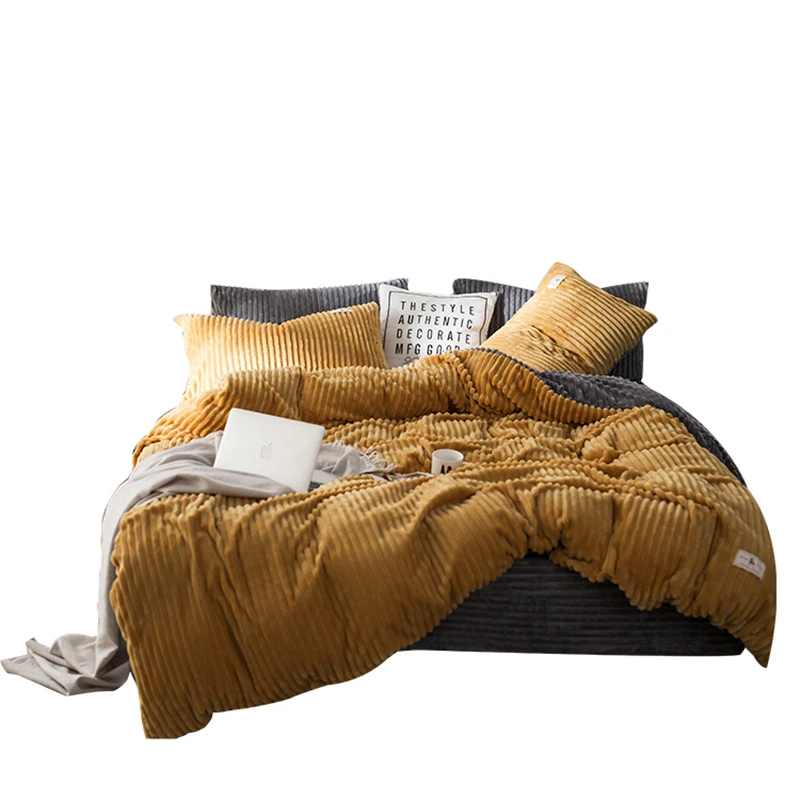 Double sided Velvet Thickening Striped Autumn Winter Coral Velvet