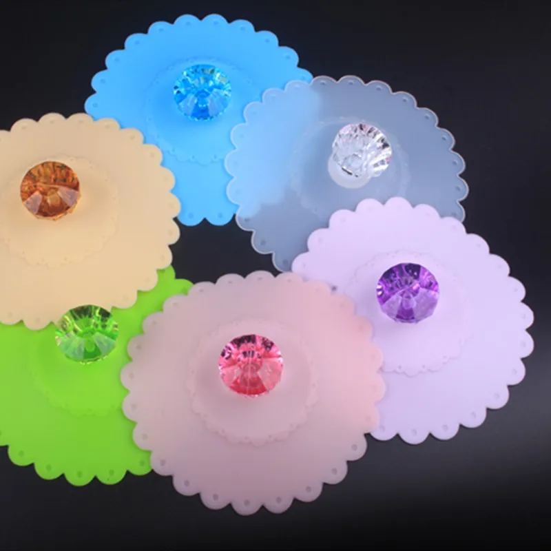 

New Reusable Cup Cover Insulation Silicone Lid Leakproof Dustproof Diamond Cover Creative Lace Bowl Cover Safe Non-toxic