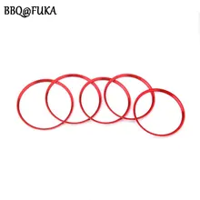 BBQ@FUKA 5pcs Red Air Condition Trim Air Vent Outlet Ring Cover Circle Fit For Mercedes Benz A/B/CLA/GLA Class 180 200 220 2015