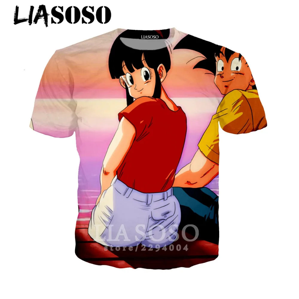 LIASOSO Dragon Ball Z Футболка мужская 3D печать Аниме Супер Сон Гоку Slim Fit Косплей vegeta Bulma