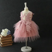 Платье с лебедем; одежда для мероприятий для вечеринок; фатиновое платье-пачка для крещения; Детские платья принцессы для девочек; вечернее платье для малышей