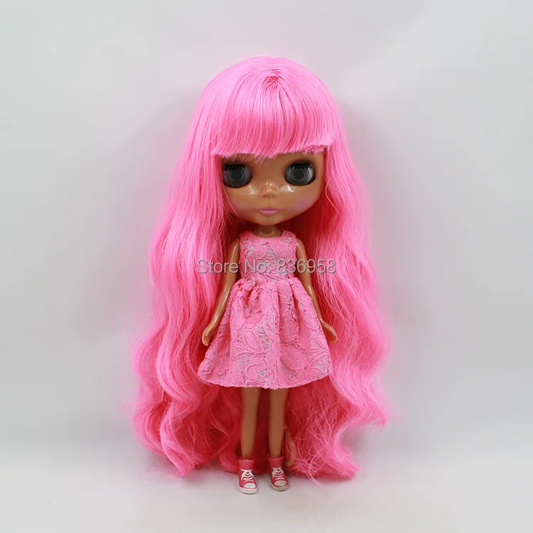 

free shipping blyth doll icy licca body 300BL2369 with bangs pink Long hair dark skin 1/6 30cm gift toy