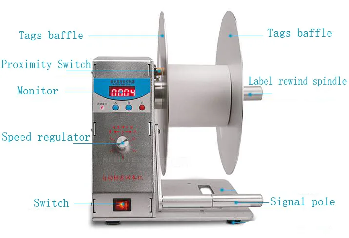 Цифровое автоматическое устройство перемотки этикетки Метки перемотки машина скорость регулируемая 220V