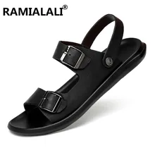 Мужские сандалии из натуральной кожи; пляжные мужские обычные пляжные сандалии; Мужская обувь; Sandalias; высокое качество; большие размеры 37-45