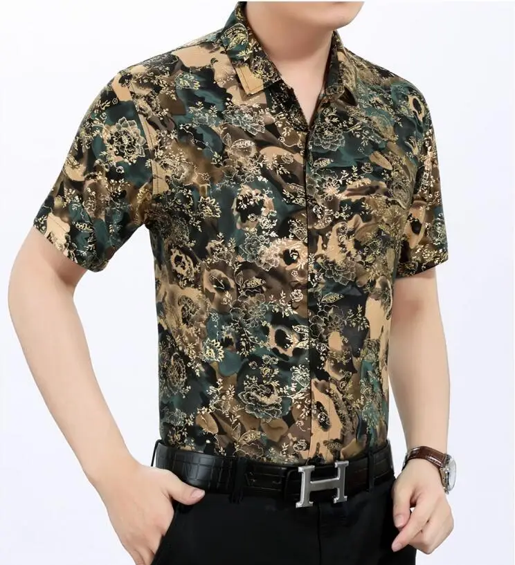 2018 стильный Для мужчин рубашка Дизайнер цветочным принтом бабочки Рубашки для мальчиков Для мужчин Изделие из хлопка с короткими рукавами