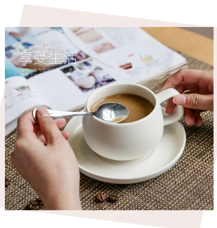 Простой европейский стиль керамическая кофейная чашка с тарелкой ложкой набор с подстаканником домашний офис кофейная чашка блюдце набор