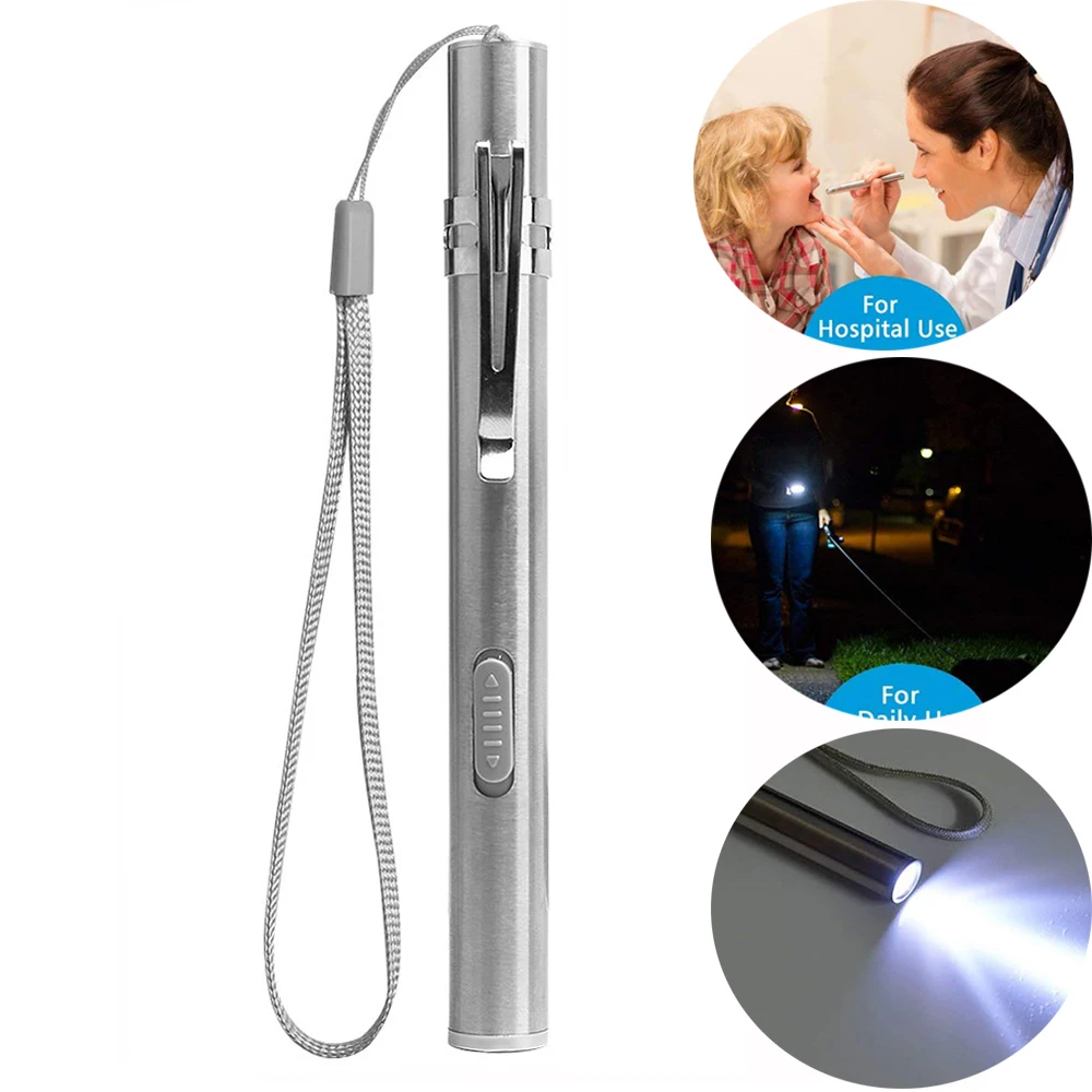 

Stainless Led Rechargeable Flashlight with Charger Keychain 0.5W 70mA Led Flashlights Portable Led Lamp Camping Pen Light