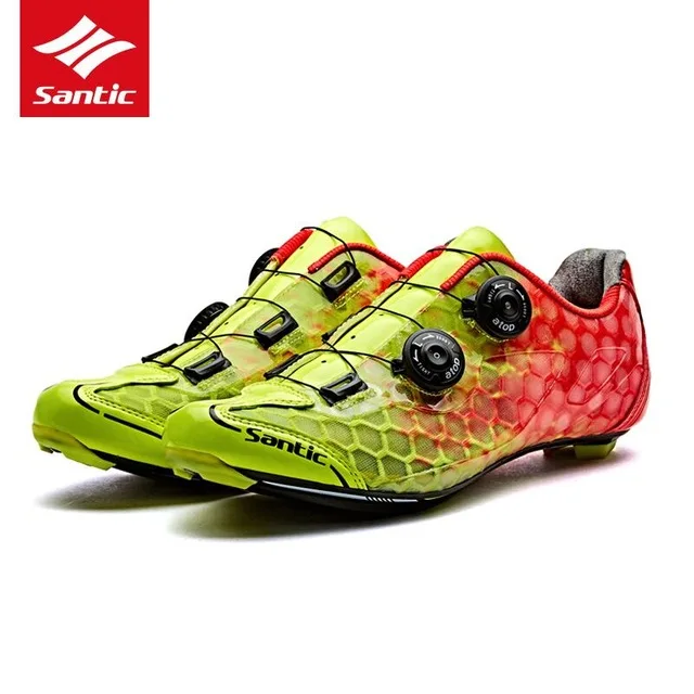Santic обувь для велоспорта Мужская обувь из углеродного волокна для шоссейного велосипеда дышащая самоблокирующаяся обувь PRO Racing Team обувь для велоспорта - Цвет: Золотой
