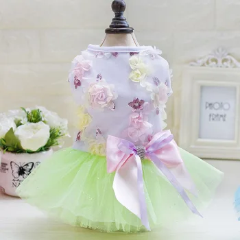 

New pet color dress dog skirt princess pettiskirt, spring and summer Teddy mesh thin clothes